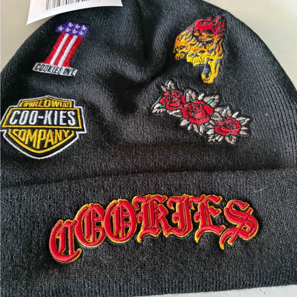 Black Beanie with Colorful Embroidered Patches